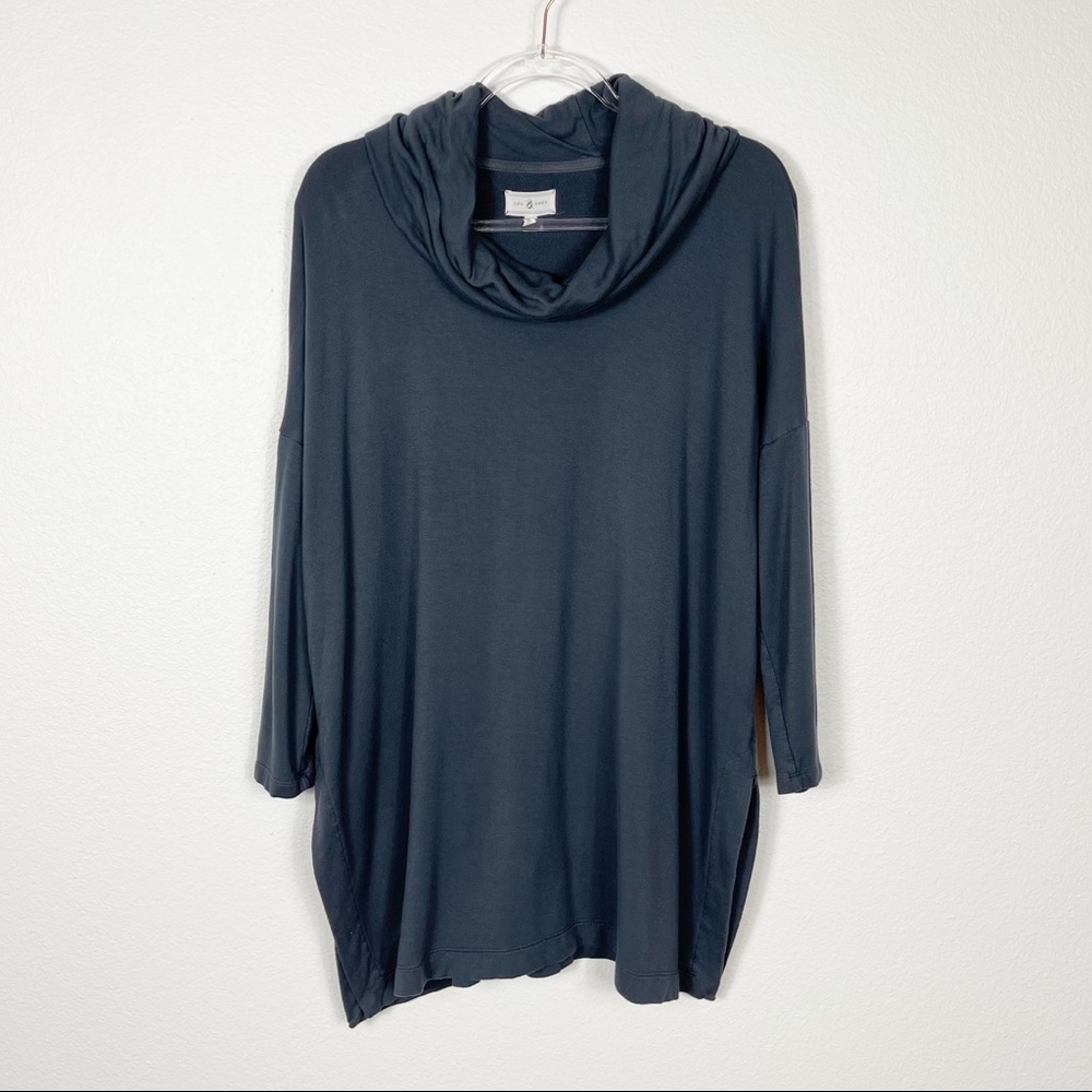Lou & Grey Signaturesoft Cowl‎ Neck Blue Grey Tunic Top Medium